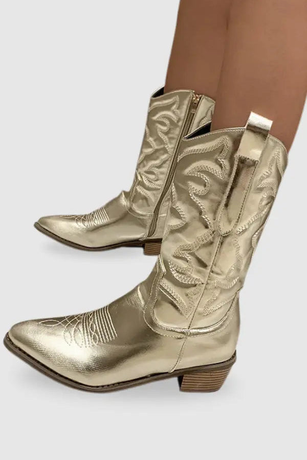 Geneva – Elegant Metallic Cowboy Boots for Women with a Modern Western Look